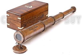 Vintage Copper Finish Telescope with Wooden Box